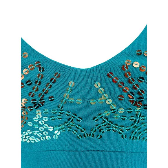 Vtg Victoria's Secret Y2K Halter Sequin Mini Dress • Coquette Club McBling Teal - Picture 6 of 16